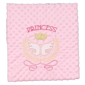 Kız Bebek Pembe Princess Nakışlı Nohut Battaniye 80x90