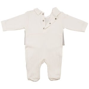 Erkek Bebek Ekru Gri Papyonlu Kendinden Yelekli Patikli Lüks Tulum