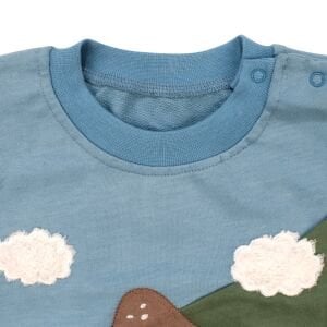 Erkek Çocuk Mavi Yeşil Mantar Desenli 2'li Takım