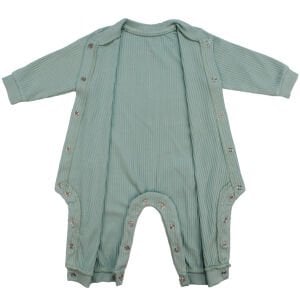 Unisex Su Yeşili Fitilli Düğümlü Bereli Çıtçıtlı Tulum