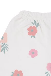 Kız Bebek Ekru Pembe Hugs For Mommy Çiçek Baskılı Şortl 2'li Takım