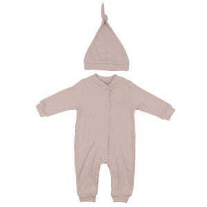 Unisex Bej Fitilli Düğümlü Bereli Çıtçıtlı Tulum