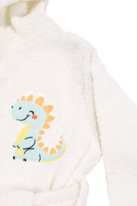 Erkek Bebek Ekru Dinazor Desenli Bornoz Set 0-6 Ay