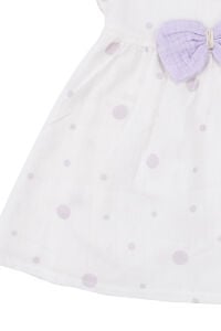 Kız Bebek Ekru Lila Fistolu Bebe Yaka Puanlı Elbise