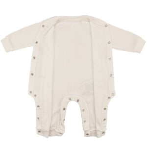 Unisex Ekru Fitilli Düğümlü Bereli Çıtçıtlı Tulum