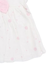 Kız Bebek Ekru Pembe Fistolu Bebe Yaka Puanlı Elbise