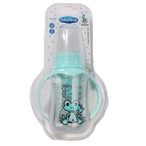 BabyTime Yeşil Slikon Damaklı Uçlu Kulplu Biberon