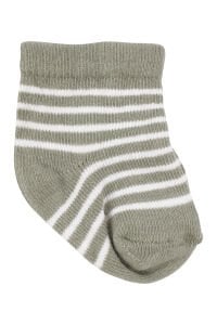 Erkek Bebek Kahve Ekru Yeşil Çizgili 3'lü Çorap Set 0-6