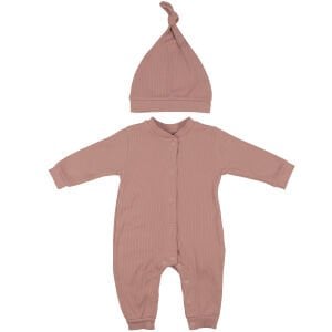 Kız Bebek Gül Kurusu Fitilli Düğümlü Bereli Çıtçıtlı Tulum