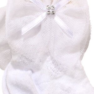 Kız Bebek Beyaz Tüllü Kurdelalı Çorap 0-6 Ay