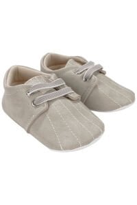 Erkek Bebek Bej Lastikli Bağcıklı Dikişli Ayakkabı