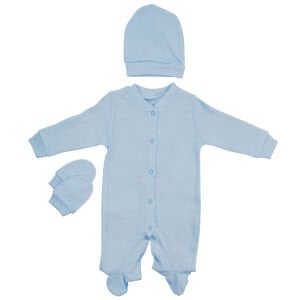 Erkek Bebek Mavi Laci Nakışlı İsimli İsme Özel Tulum