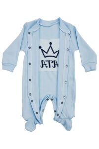 Erkek Bebek Mavi Laci Nakışlı İsimli İsme Özel Tulum