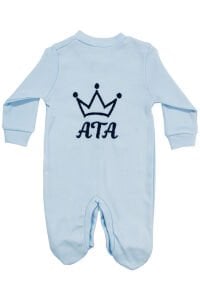 Erkek Bebek Mavi Laci Nakışlı İsimli İsme Özel Tulum