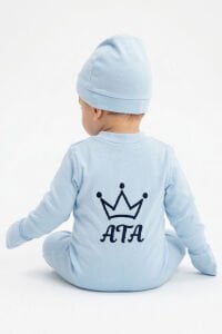 Erkek Bebek Mavi Laci Nakışlı İsimli İsme Özel Tulum