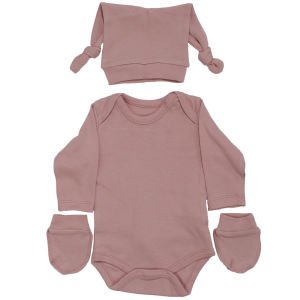 Unisex Pembe Tulumlu Battaniyeli 7 Parça Hastane Çıkış Seti