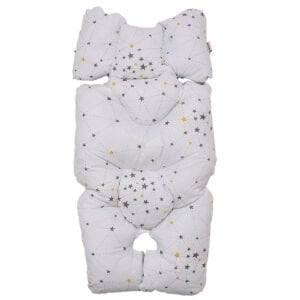 Unisex Gri Beyaz Yıldız Desenli Çift Taraflı Puset Ve Bebek Arabası Minderi