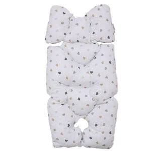 Unisex Gri Beyaz Kalp Desenli Çift Taraflı Puset Ve Bebek Arabası Minderi