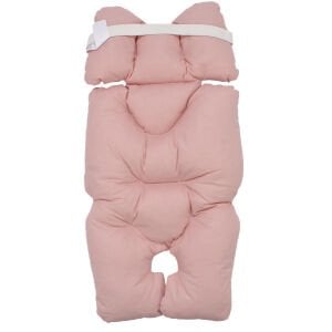 Unisex Pembe Beyaz Kalp Desenli Çift Taraflı Puset Ve Bebek Arabası Minderi
