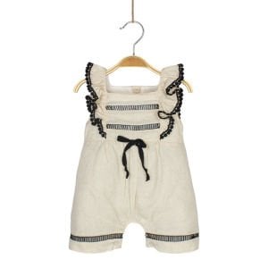 Kız Bebek Bej Kolları Fırfırlı Tulum