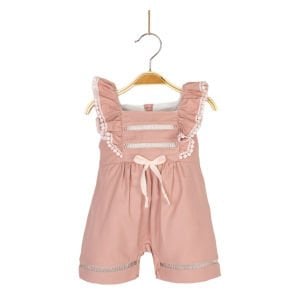 Kız Bebek Somon Kolları Fırfırlı Tulum