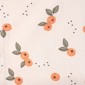 Unisex Ekru Turuncu Mandalina Desenli Pamuklu Penye Battaniye 85x80 cm