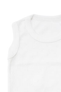 Unisex Beyaz Jakarlı Askılı Çıtçıtlı Body Zıbın