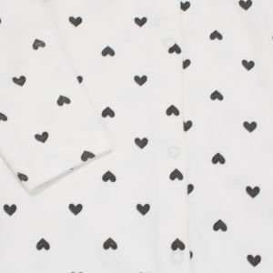 Kız Bebek Beyaz Siyah Kalpli Çıt çıtlı Tulum