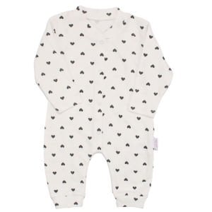 Kız Bebek Beyaz Siyah Kalpli Çıt çıtlı Tulum