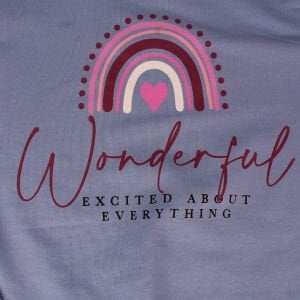 Kız Çocuk Mor Wonderful Yazılı Gökkuşağı Fitilli Taytlı 2'li Takım