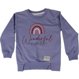 Kız Çocuk Mor Wonderful Yazılı Gökkuşağı Fitilli Taytlı 2'li Takım