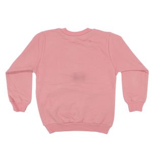 Kız Çocuk Pudra Papyonlu Kedili Baskılı Tek Üst Sweat