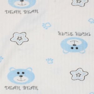 Erkek Çocuk Beyaz Mavi Yıldızlı Ayılı Desenli 2'li Pijama Takımı