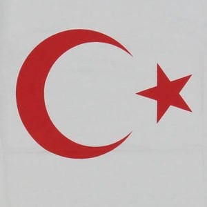 Unisex Beyaz Kırmızı Ay Yıldız Kısa Kollu Bayrak Tişört