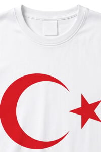 Unisex Beyaz Kırmızı Ay Yıldız Kısa Kollu Bayrak Tişört
