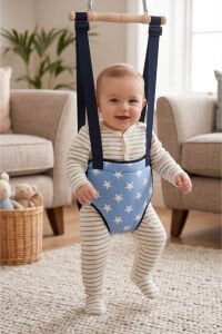 Unisex Mavi Yıldız Desenli Hoppala Salıncak