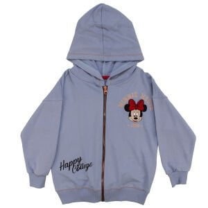 Kız Çocuk Mor Fare Baskılı Kapşonlu Hırkalı 2'li Takım