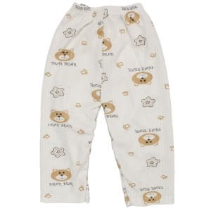 Erkek Çocuk Beyaz Kahve Yıldızlı Ayılı Desenli 2'li Pijama Takımı