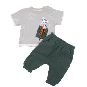 Erkek Çocuk Gri Yeşil Kaplanlı 2'li Takım