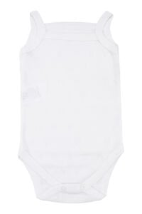 Kız Bebek Kalp Desenli İp Askılı Ekru Body Zıbın