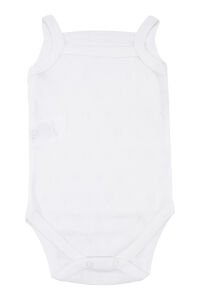 Kız Bebek Kalp Desenli İp Askılı Ekru Body Zıbın