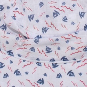 Erkek Çocuk Beyaz Mavi Yelken Baskılı Fötr Şapka 4-8 Yaş