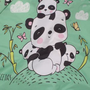 Unisex  Beyaz Gri Panda Desenli Uzun Kollu Boya Ve Mama Önlüğü