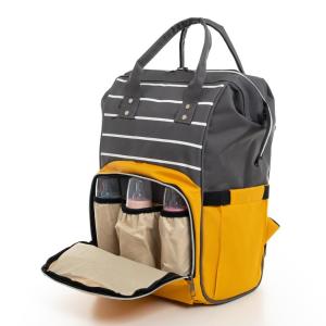 Gri Hardal Çizgili Anne Bebek Sırt Çantası