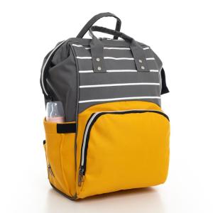 Gri Hardal Çizgili Anne Bebek Sırt Çantası