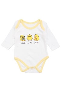 Unisex Beyaz Sarı Chill Civciv Baskılı 2'li Takım