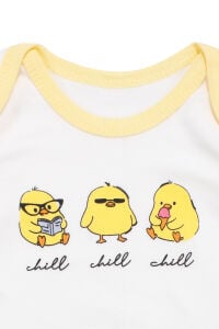 Unisex Beyaz Sarı Chill Civciv Baskılı 2'li Takım