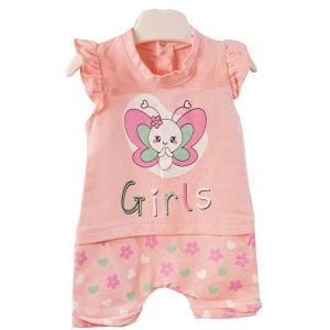 Kız Bebek Pembe Kelebek Baskılı Tulum