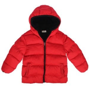 Unisex Kırmızı Kapşonlu Şişme Mont