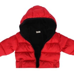 Unisex Kırmızı Kapşonlu Şişme Mont